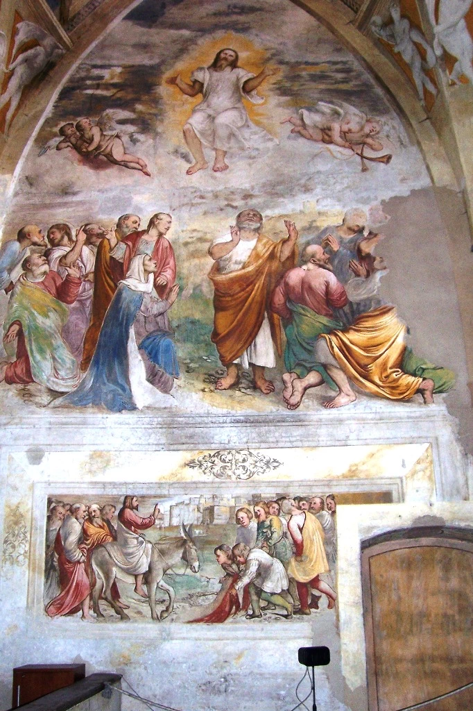 Il Romanino-114-Ascensione di Cristo e Ingresso in Gerusalemme (Romanino) - Chiesa S. Maria della Neve - Pisogne